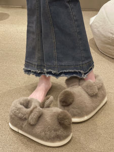 Cotton Slippers Female Winter Wear Cute Puppy Indoor Home Thick Sole Non Slip Warm Plush Confinement Ankle Wrap Cotton Shoes