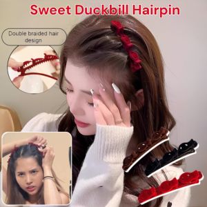 Internet Celebrity Sweet Duckbill Hairpin Solid Color Flocking Hair Clip Side Bangs Braided Broken Hair Hairpin
