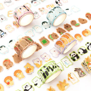 Cute Soft Cartoon Animal Elements Origami Tape INS Birthday Creative Cultural Handmade Album Paste Material Sticker 100 Pieces