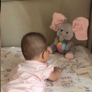 Baby Elephant Toy Hide And Seek Head Lifting Training Toys for Infants 0-6 Months Old Soothing Dolls with Three Ear Flaps