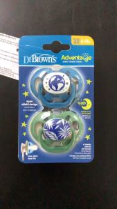 [ PA22004-INTL ] Bộ 2 ty ngậm Dr.Browns Advantage đầu tròn phát sáng dạ quang ( 6-18m )