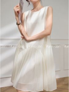 PlumJan | Đầm Voan Không Tay Trắng Sang Trọng Đơn Giản