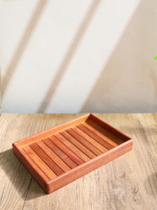 Large Fruit Purple Sandalwood Serving Tray Burmese Rosewood Stripe Square Storage Tray Home Tea Table Desktop Accessories