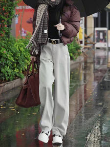 High Waist Draped Loose Straight Leg Jeans Womens Autumn Winter New Style Fashionable Casual High Quality Korean Version