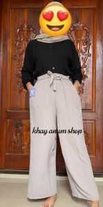 MURAH Celana Kulot Reborn Model Tali Pita Besar Highwaist Airflow//Kulot Airflow