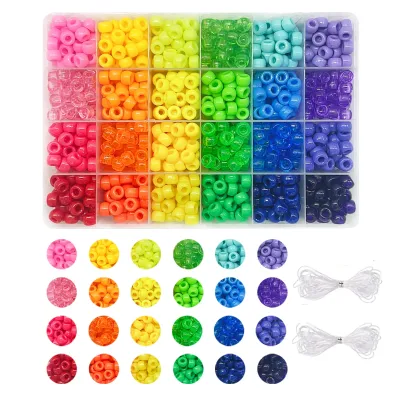 Pony Beads for Friendship Bracelet Making Kit 24 Colors Kandi Beads Set 720pcs Plastic Rainbow Bulk and 980pcs Letter Beads wit