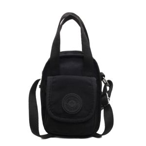 Fashionable Mini Canvas Shoulder Crossbody Bag for Women with Phone Pocket Casual Style Solid Color Nylon Fabric Handbag