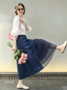 YIKEMAI | Chân Váy Midi Kiểu Dots Giảm Cân