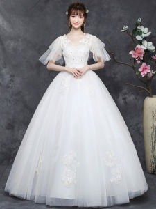 plus Size Bridal Gown Floor Length One Shoulder Meat Concealer Korean Style Crystal Net Wedding Dress Slimming for plus Size Women