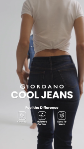 Giordano Mens Cool Touch Stretchy Denim Tapered Jeans 01116207