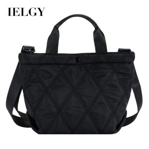IELGY Korean Version Fashion Handbag Rhombus Embroidery Thread Wide Shoulder Strap Shoulder Bag Shoulder Messenger Bucket