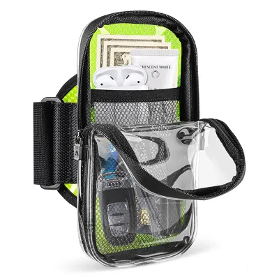 HAISSKY Clear Running Sports Armband Bag For iPhone 17 16 15 14 13 Pro Max 16E17 Air15 Plus Breathable Elastic Arm Wrist Pouch
