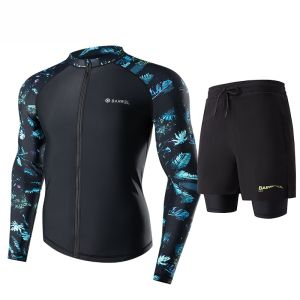 Quick Dry Wetsuit Mens Two-Piece Long Sleeve Long Pants Surfing Swimming Suit Set Diving Clothing Speed Dry Jellyfish Design
