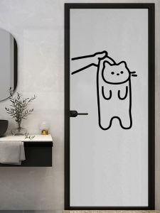 Creative Pattern Cat Lifting Wall Stickers Decorative Glass Door Stickers for Pet Shop Static Cling Modern Simple Style PVC Material
