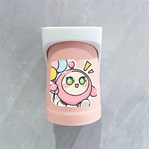 Wall-Mounted Childrens Toothbrush Holder Magnetic Suction Cup Rinse Cup Boys Bathroom Organizer No-Punching Required