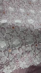 SKIG High-Quality Africa Nigerian Sequins Cotton Embroidery Lace Fabric Tulle for Wedding Party Dress Chiffon Sewing 5 Yards