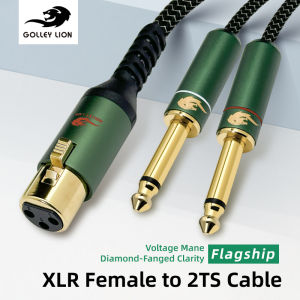 GOLLEY LION XLR Female to Dual TS 6.35mm Splitter Audio Cable | Shielded Design | Live Sound/Instrument Rigs