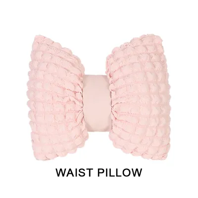 Car Neck Pillow Comfortable Soft Pink Car Headrest Lumbar Support Cartoon Bowknot Car Waist Neck Pillow Car Interior Decoration