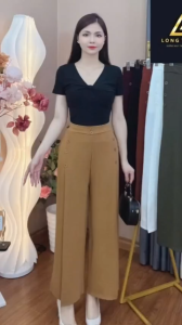 Quần ống rộng 6 NÚT culottes lưng thun sau dáng suông chất liệu VẢI ĐŨI cao cấp nhiều màu MÀU MỚI-6N
