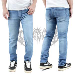 DIMIORGIA Celana Jeans Panjang Pria Slim fit Premium Biru muda Denim Strecht Big size