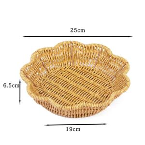 Handmade Wicker Vegetable Basket Restaurant Serving Plate Hotel Square French Fries Plate Hot Pot Shop Meatball Snack Tray