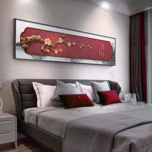 ภาพตกแต่งห้องนอนสไตล์จีนใหม่ ภาพดอกไม้เมฆ ภาพตกแต่งห้องนอน ภาพตกแต่งโซฟา ภาพตกแต่งกำแพง ภาพตกแต่งห้องนอน