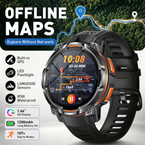 LIGE | LIGE Militray GPS Offline Map Smart Watch 1200mAh Large Battery Outdoors Wireless Call Altimeter Compass Flashlight Smartwatches
