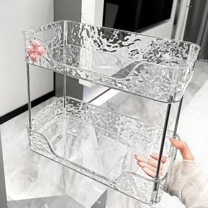 Acrylic Transparent Cosmetic Storage Box Bathroom Vanity Desktop Organizer Perfume Skincare Shelf UBT  Style Rectangular Plastic