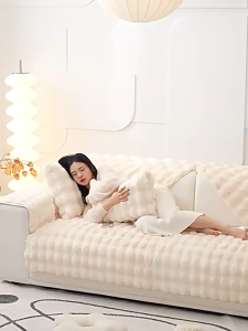 Thickened Sofa Cover Rabbit Fur 1/2/3/4 Seater Sofa Cloth Anti-Slip Plush Universal Sofa Towel for Living Room Home Decor