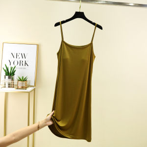 Modal Padded Strap Dress Womens Summer Thin Home Sleeveless Cool Nightdress Casual plus Size Long Dress