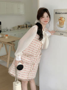 Pink Striped Romantic Small Fragrance Style Dress Set Womens Autumn New Shirt Two-Piece Set Luxury Fashion Casual Loose Fit