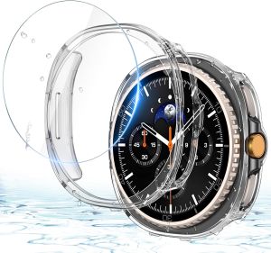 for Samsung Galaxy Watch 8 Classic 46mm Case High Definition Tempered Glass Screen Protector+ All-Round PC Matte watch case