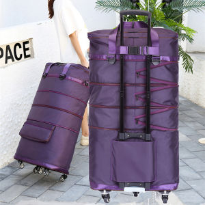 Foldable Carry-On Oxford Cloth Luggage with Handle Large Capacity Moving Bag for Travel And Moving Abroad Wheel Mounted Bag