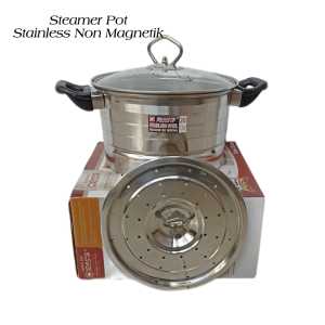 Leoshop888 Panci Stleamer Panci Kukus Sauce Pot Steamer Roah Stainless Steel Magnetik Lengkap Kukusan Tutup Kaca