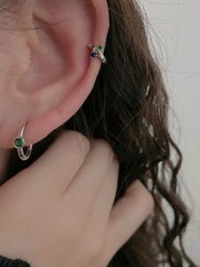 Srrmhyns Earrings for Women Retro Niche Design Lvzuan Circle Ear Clip 2023 New Arrival Tide