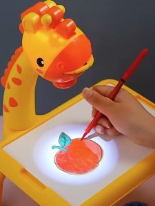 Drawing Board for Kid Kids Drawing Board Giraffe Painting Projector Early Childhood Education Projection Giraffe Graffiti Writing Board Projection Drawing Desk Learning LED Projector Art Table Toy Multifunctional Giraffe