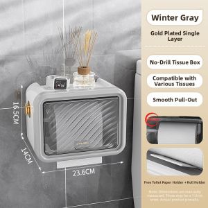 Waterproof Wall-Mounted No-Drilling Toilet Paper Holder