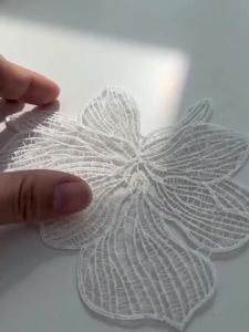 Elegant White Floral Lace Embroidery Patches-Intricate Fish Line Design for Wedding Dress&DIY Fashion Decor Wedding Accessories
