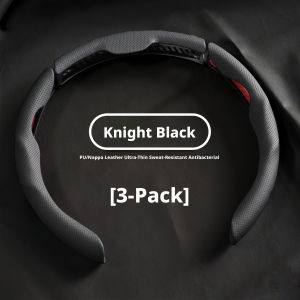 SEAMETAL 3PCS Nappa Leather Steering Wheel Cover Segmented Design Breathable Anti-Slip Universal Car Steering Wheel Protector
