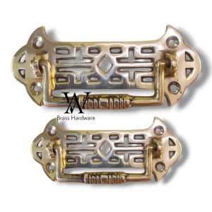 Tarikan Laci Meja Kuningan Antik Motif Ceki Gold 1 Pcs