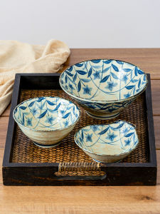 Retro Japanese Style Ceramic Bowl Underglaze Color Bowl Yellow Clay Dandelion Patterned Diningware Suitable for Various Occasions