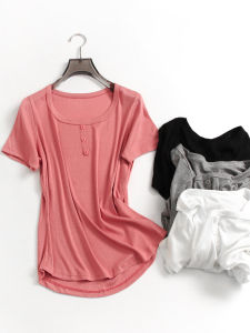 Pure Color Cool Elastic Slim Round Neck Summer T-shirts: A Must-Have for Your Wardrobe