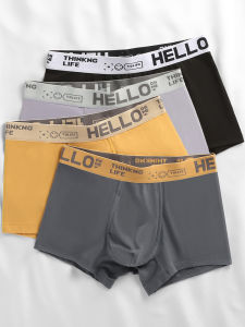 เป้าต้านเชื้อแบคทีเรียสําหรับผู้ชาย กางเกงบ็อกเซอร์ Mid เอว สไตล์สปอร์ต U ดีไซน์ Pure Color Large Size ฤดูใบไม้ผลิ ฤดูร้อน ชุดชั้นใน