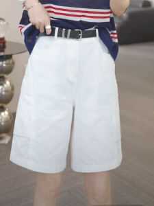Shalldoer | White Casual High Waist Loose Wide Leg Short Pants Womens Summer Thin Five-Point Pants Commute Style Korean Version