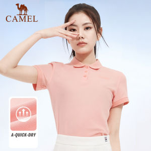 Cameljeans Womens Polo Shirt Summer New Sports Cotton Breathable Short-sleeved Lapel Top