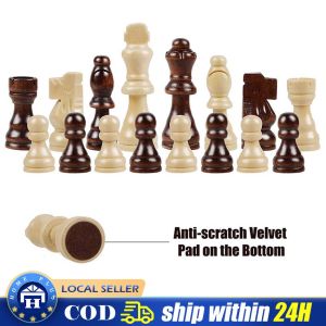 32pcs International Chess Pieces Wooden Chess Pieces Chess Board Replacement Accessories