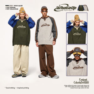 Lạm Phát Thương Hiệu Retro Bảng Điều Khiển Tương Phản Màu Sắc Chấm Áo Len 2023 Mùa Thu/Mùa Đông nhãn hiệu thời trang Lỏng Lẻo cổ tròn Đan Người Đàn Ông Của Hàng Đầu