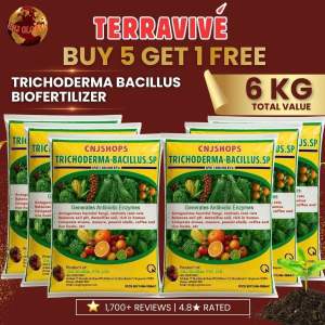 (5 FREE1)X1KG TRICHODERMA WITH BACILLUS 1.000.000BT/g PLANTS BIOFERTILIZER STRONGER GROWTH&PROMOTES HEALTHIER SEEDS AND SOILS