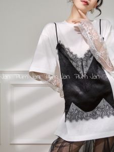 PlumJan | Áo Thun Trắng Phong Cách Pháp Hai Lớp Mỏng
