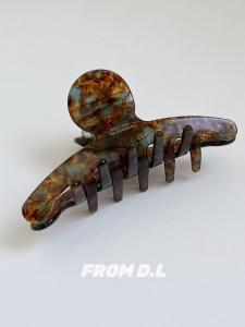 คลิปหนีบผมอะซิเตทขนาดกลาง สไตล์คลาสสิก คลิปหนีบผมรูปฉลาม สีเขียวชอุ่น สีส้ม หน้าร้อน 2024 คลิปหนีบผมแฟชั่น